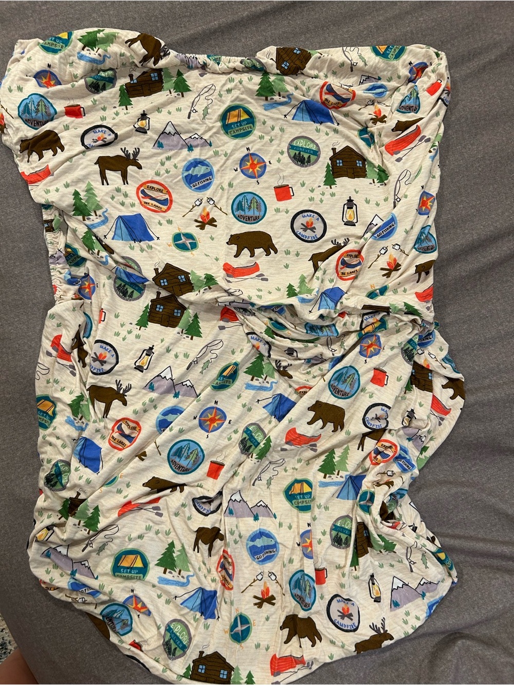 Little Sleepies Bamboo Camping Print Crib Sheet EUC